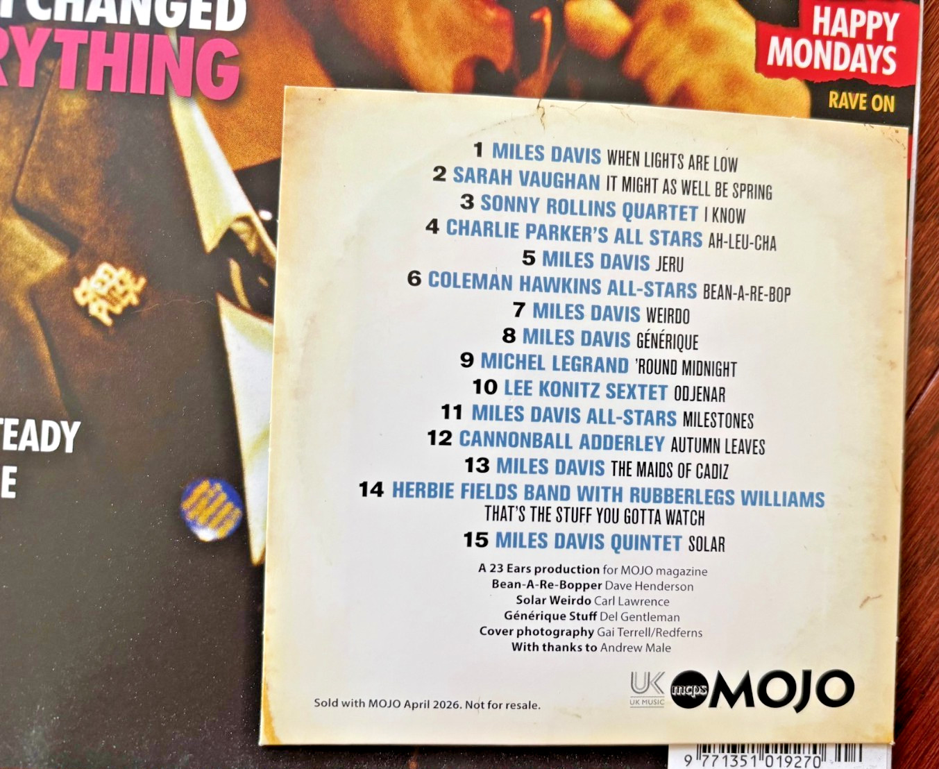 Mojo Magazine Apr 2026 Punk at 50 Sex Pistols Bob Weir & Miles Davis 15 Cut CD