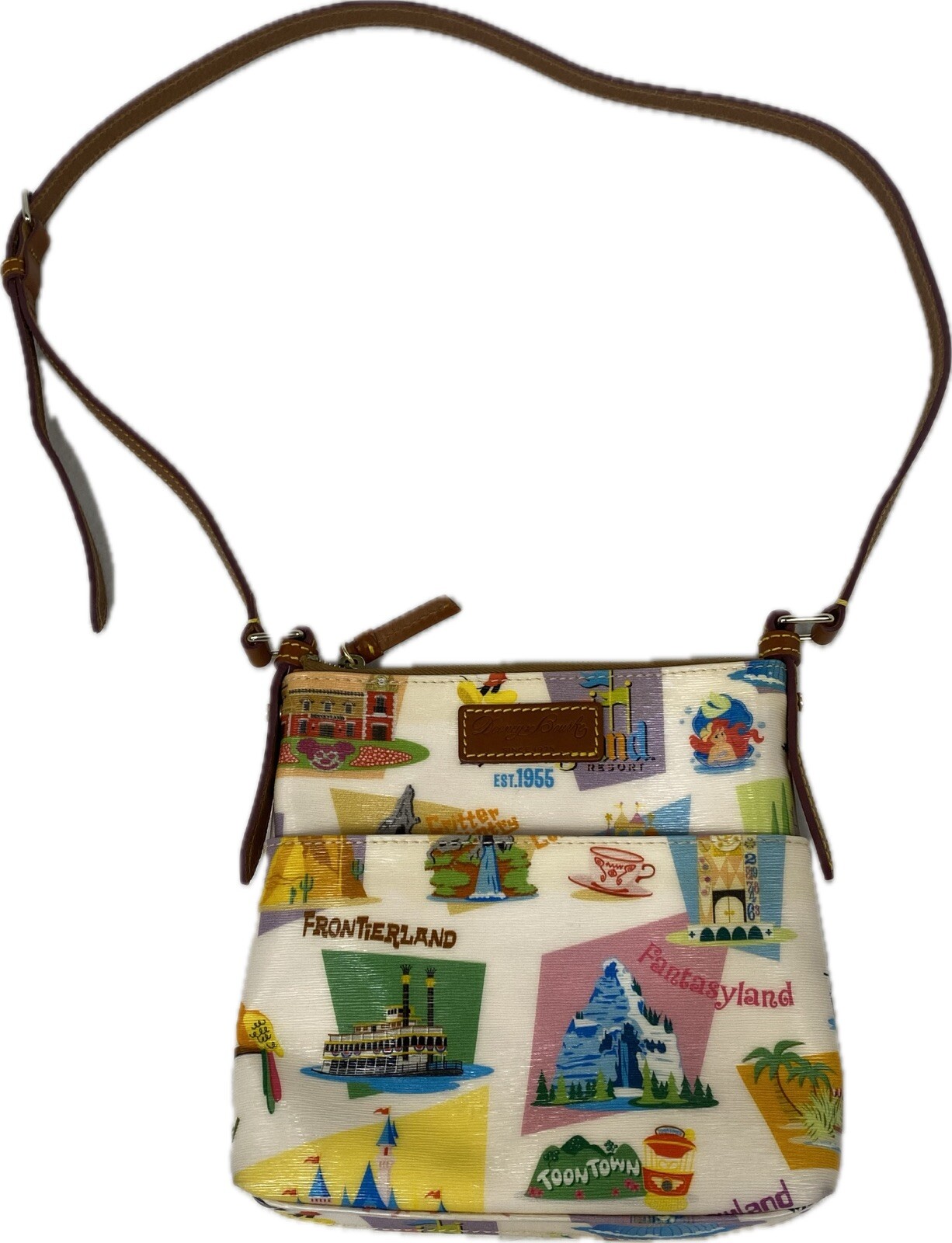 Disney Dooney and Bourke DISNEYLAND Resort Parks Retro Print Crossbody Bag