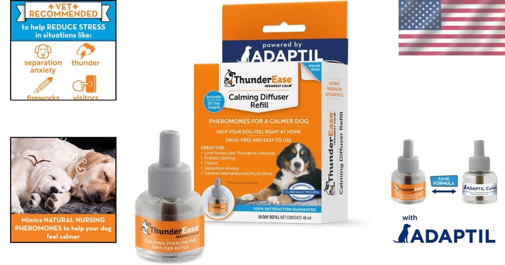 Relieve Dog Anxiety & Stress with 30-Day Pheromone Diffuser Refill | Safe & Easy