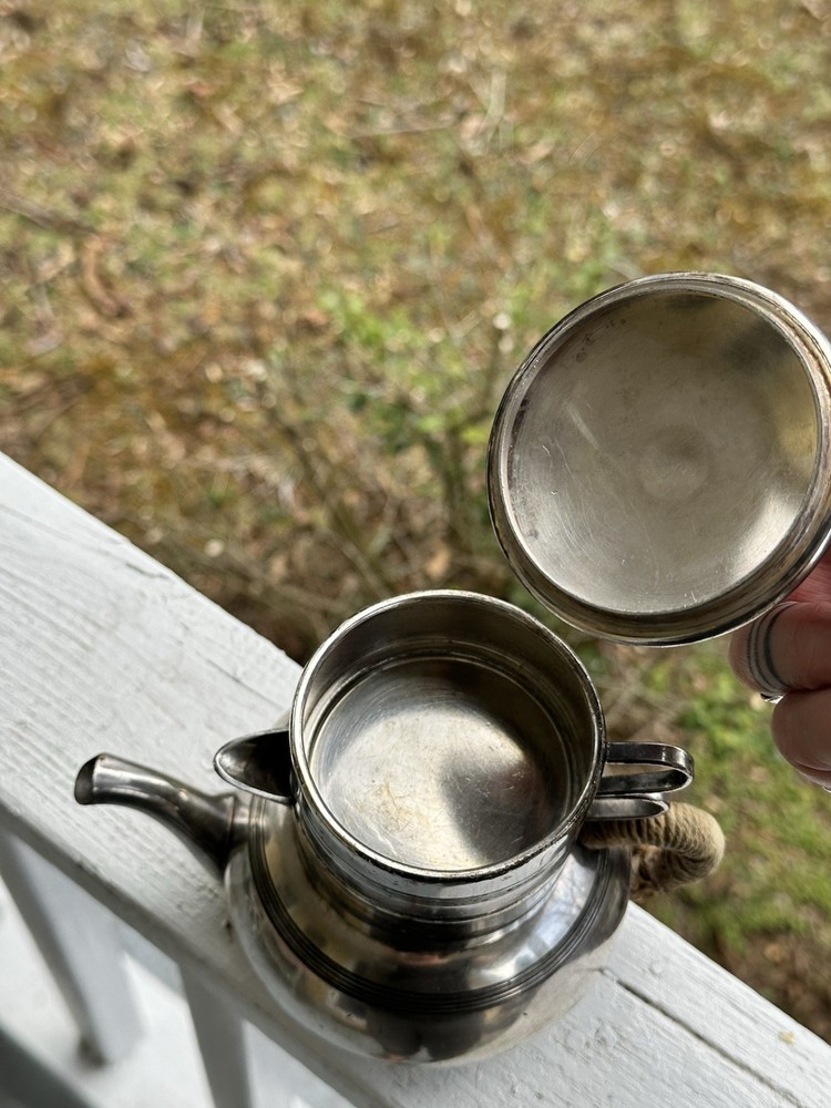 Unique Antique 4 Piece Apollo Silverplate Stackable Tea Set Teapot Sugar Creamer