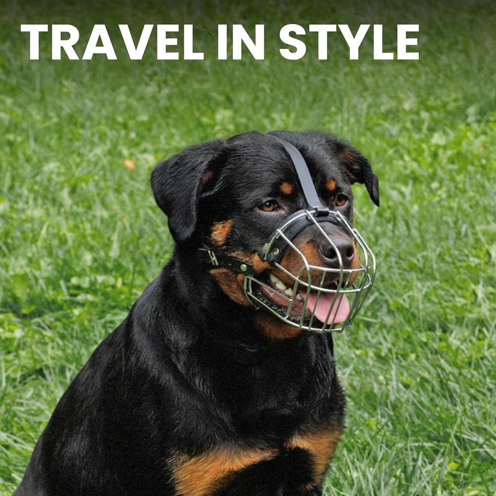 Adjustable Wire Basket Dog Muzzle for Large Breeds - Rottweiler Safe