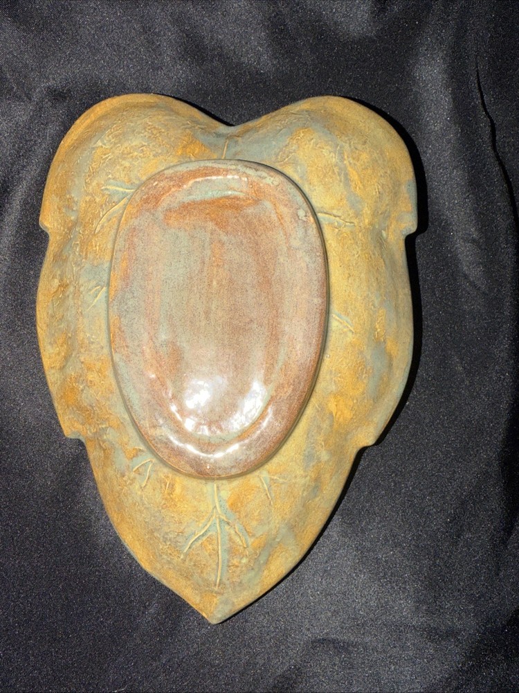 Leaf Shaped Pottery Dish with Pear