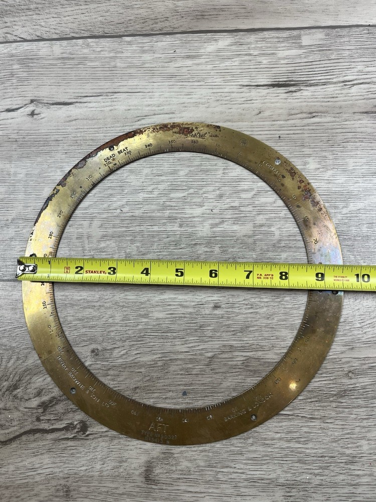 Large Sestrel Brass Ship Compass Outer Ring Henry Browne Barking London AFT