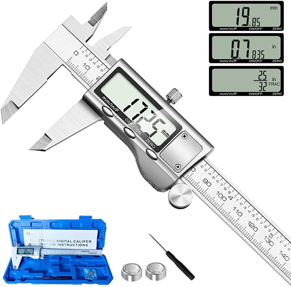 Digital Caliper Measuring Tool, Stainless Steel Vernier Caliper Digital Micro...
