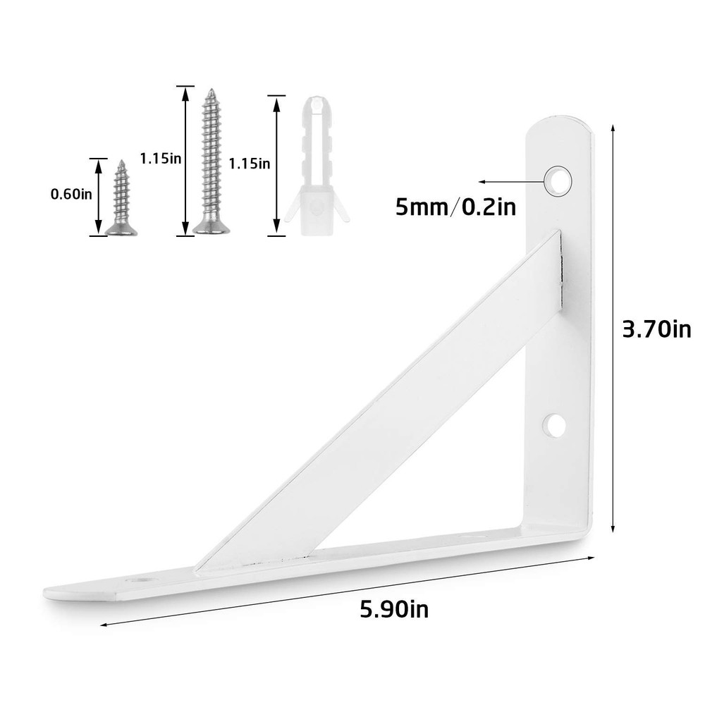 White Shelf Bracket 12 Packs Eau Wall Brackets Heavy 4*6inch,