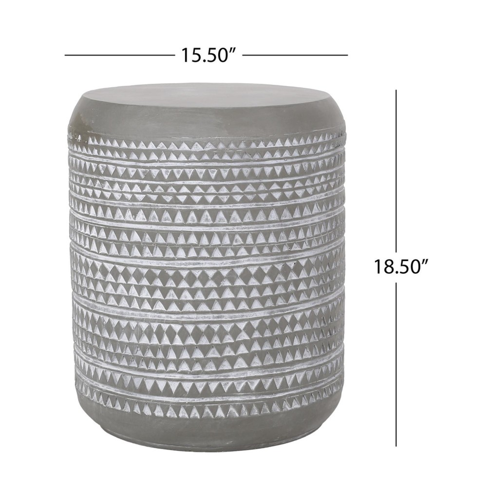 Boho Outdoor Lightweight Concrete Side Table - Cylindrical