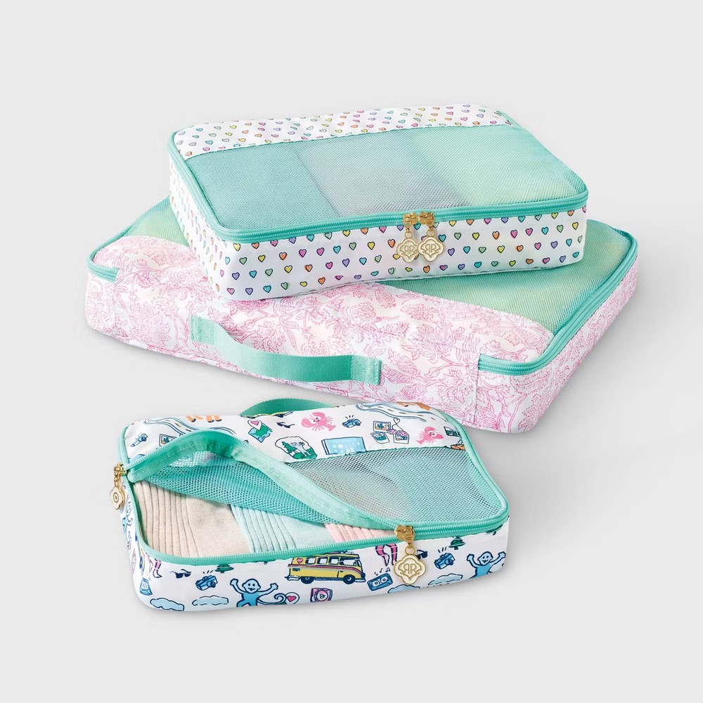 Target Roller Rabbit Sold Out Collab 3pc Packing Cube Set White Teal