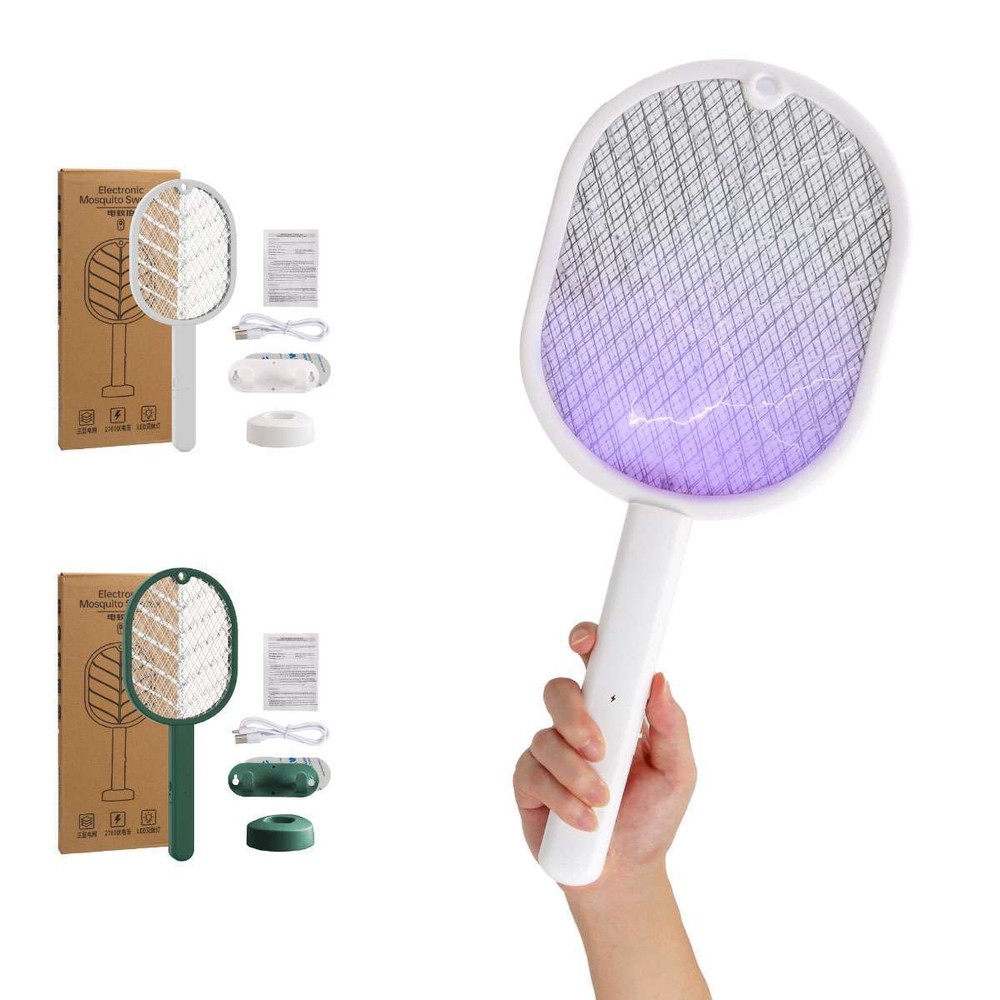 USB Rechargeable Handheld Mosquito Fly Swatter Bug Zapper Insect Killer Racket