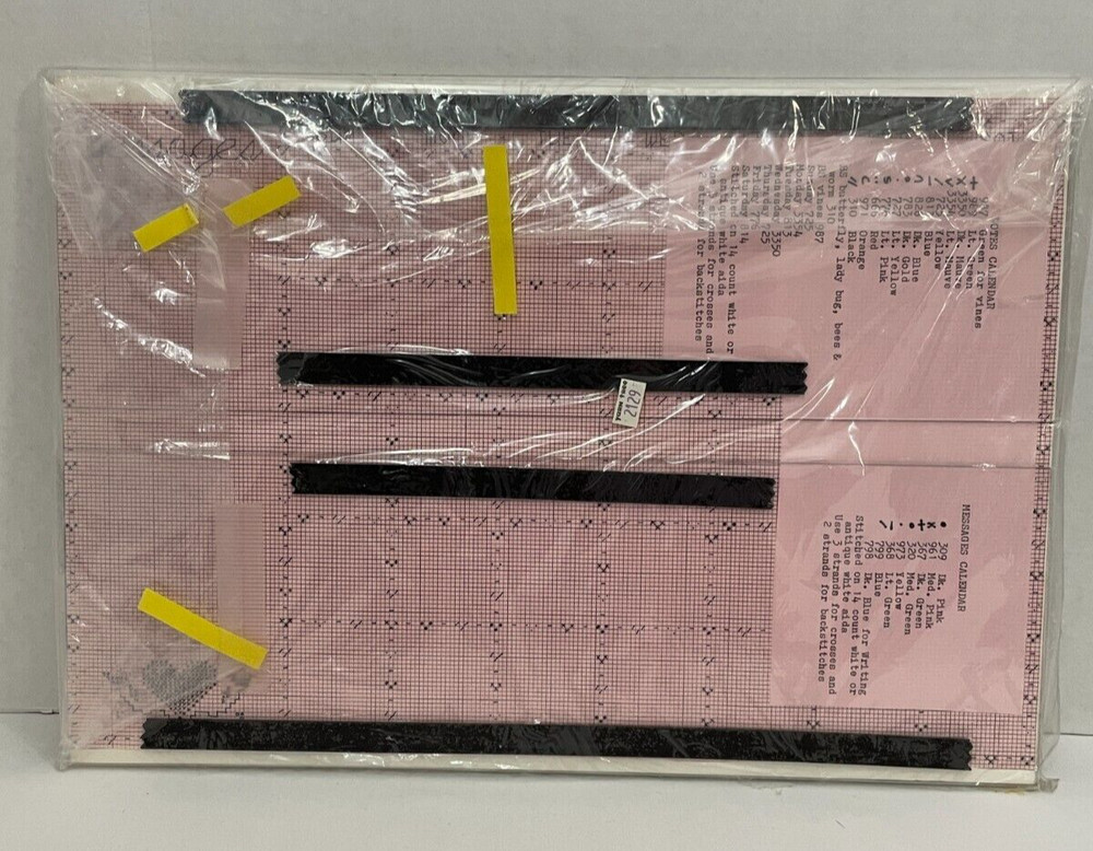 Acrylic plastic perpetual weekly calendar with Cross Stitch pattern