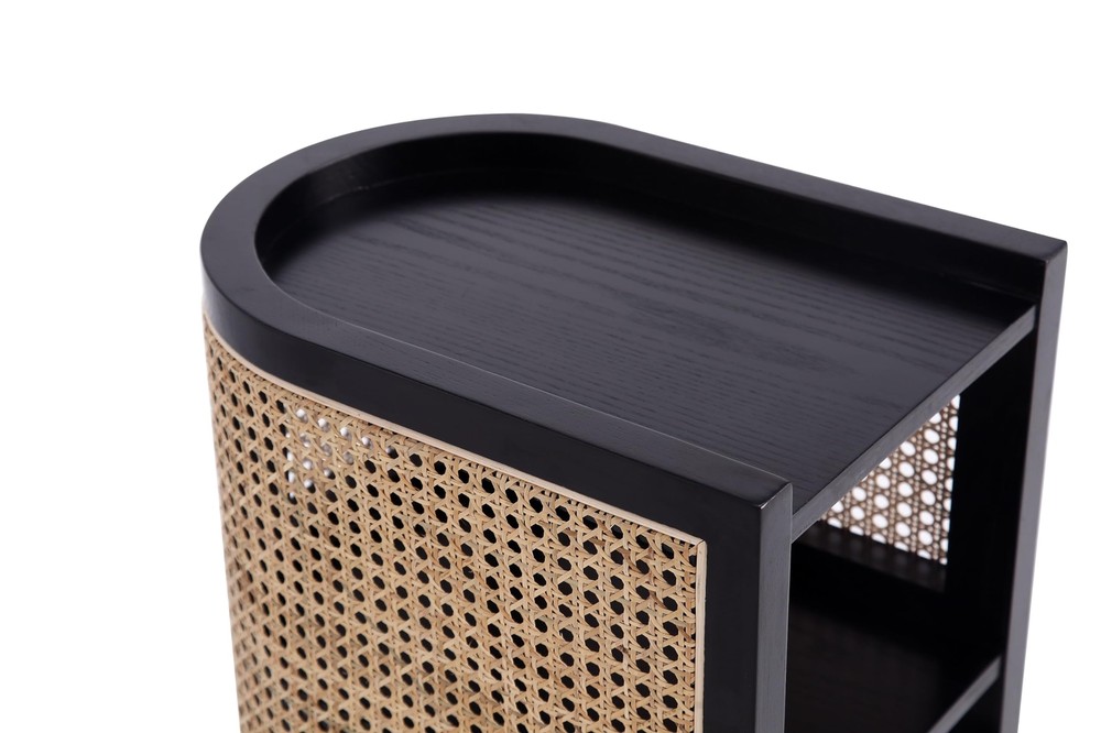 Manhattan Comfort Versailles Rattan Bedside End Table Accent Sofa Side Table for