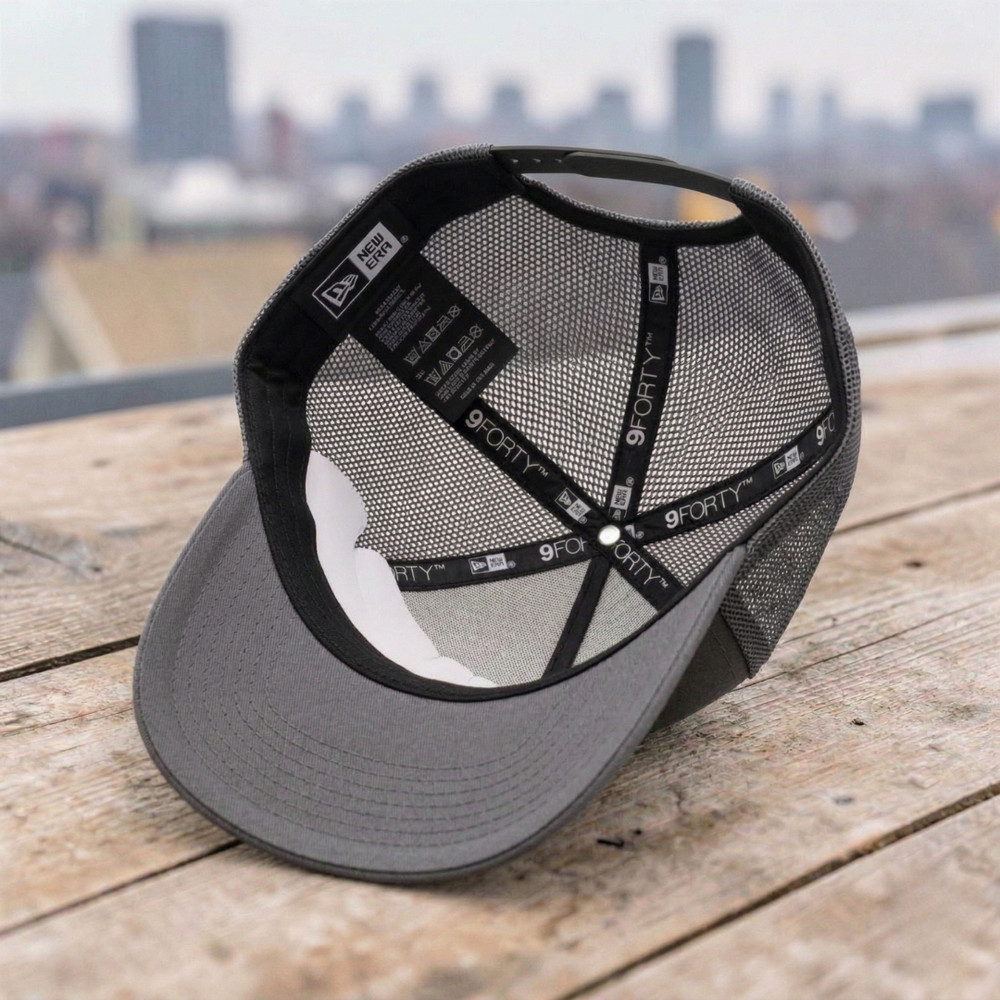 USAA Embroidered Logo Trucker Hat Gray Black Mesh Adjustable Cap