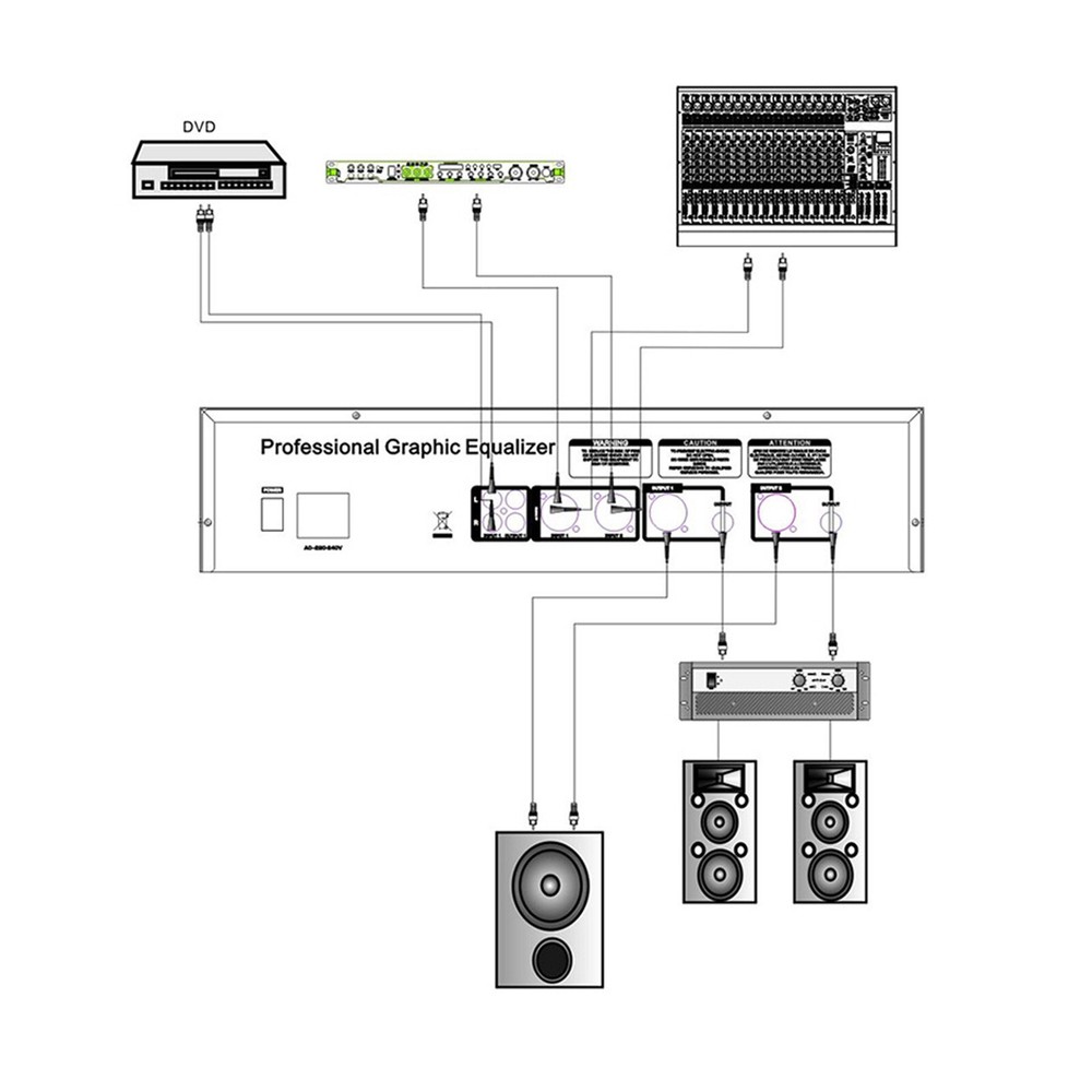 Professional Graphics Equalizer Audio Processor Dual 31-Band Spectrum Display TF