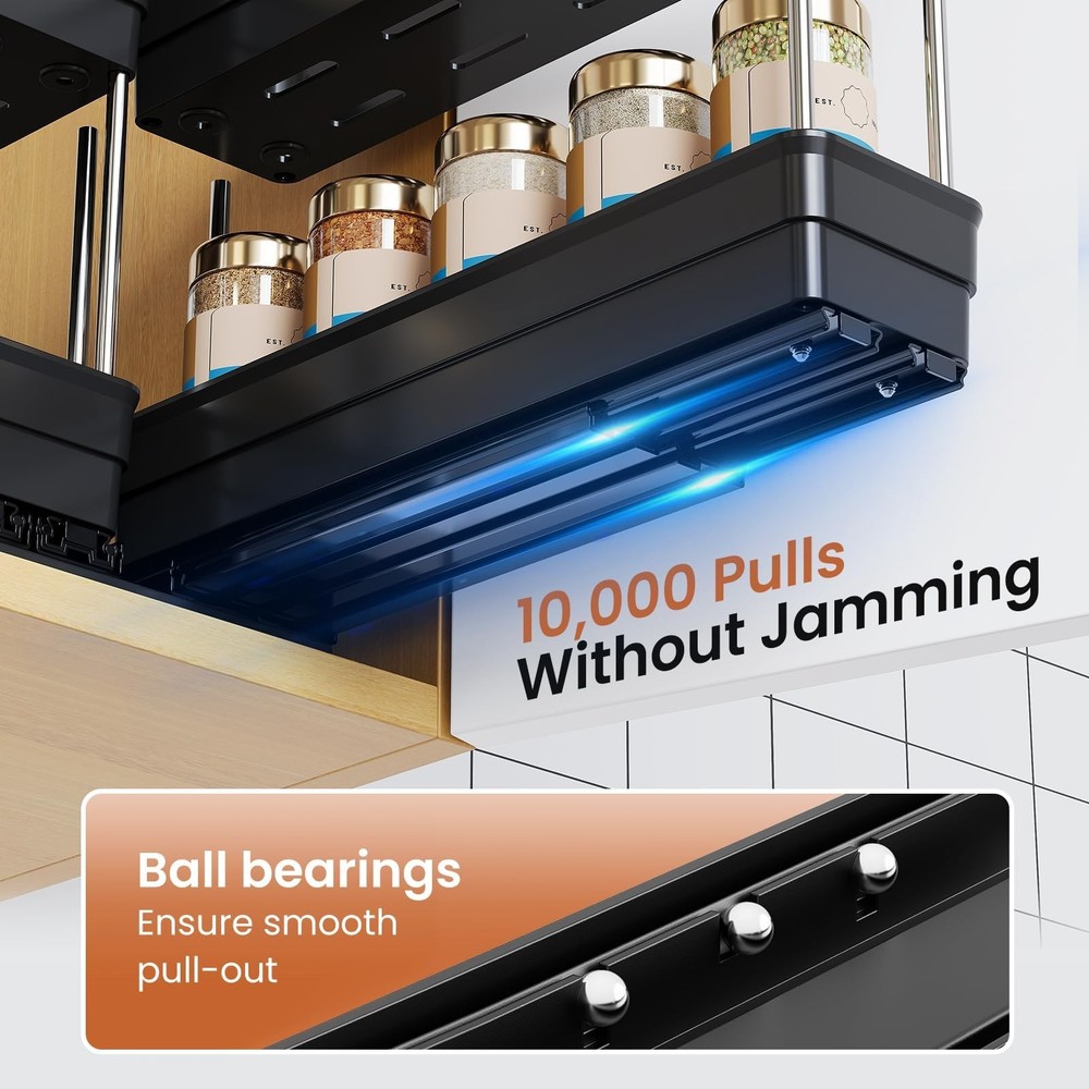 Pull Out Spice Rack Organizer for Cabinet, Slide Out Spice Racks Organizer, E...