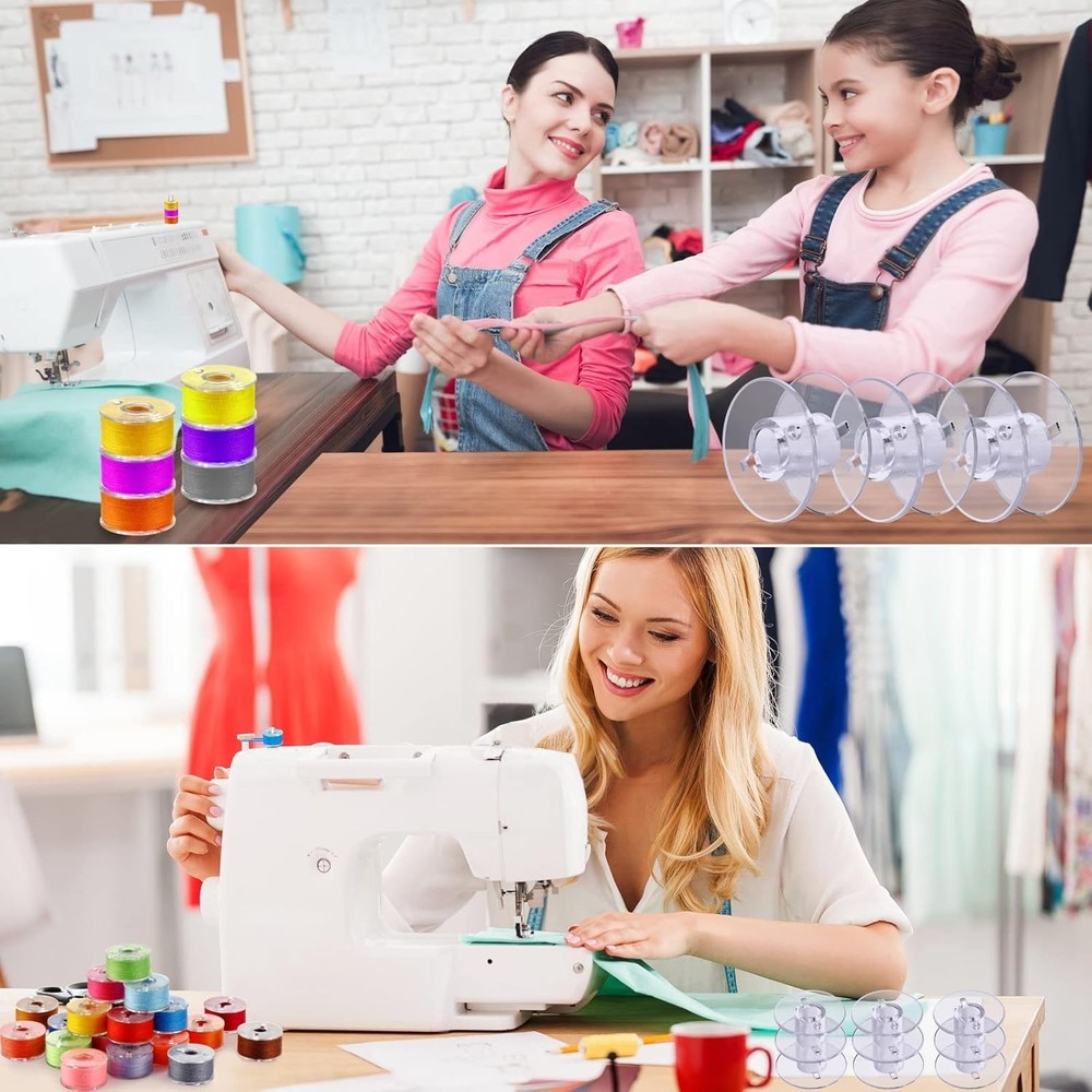 50 Clear Plastic Sewing Machine Bobbins - Versatile & Durable