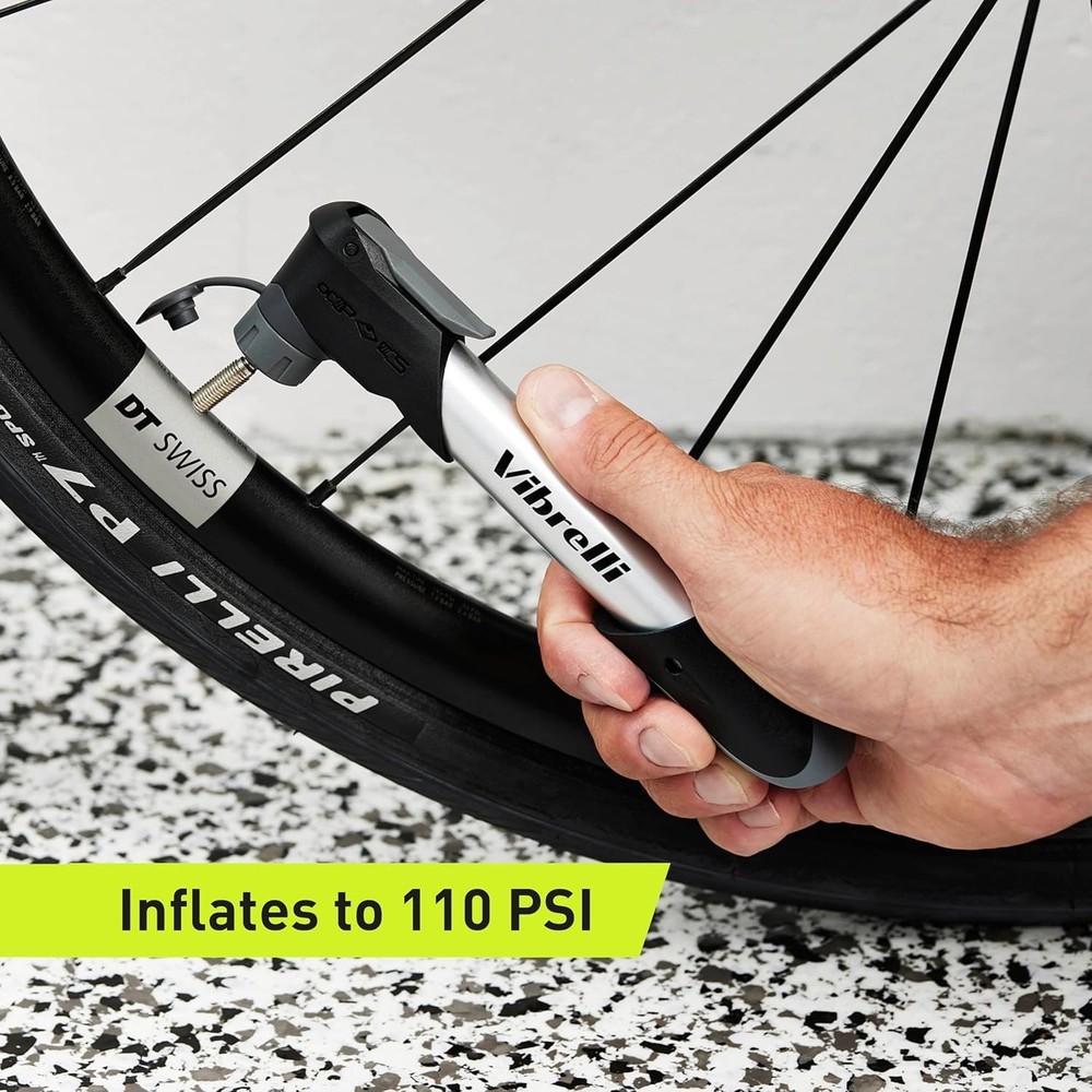 120 PSI Mini Bike Pump - Compact, Lightweight, Includes Glueless Kit