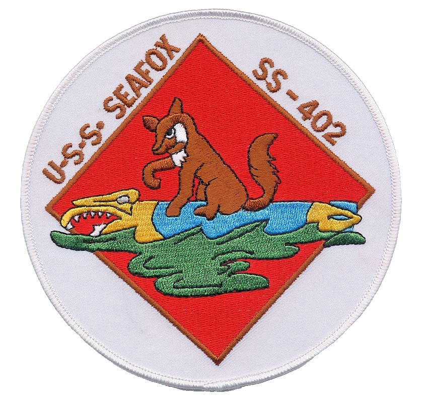 USS Sea Fox SS 402 - Fox on torpedo BC Patch Cat No B308