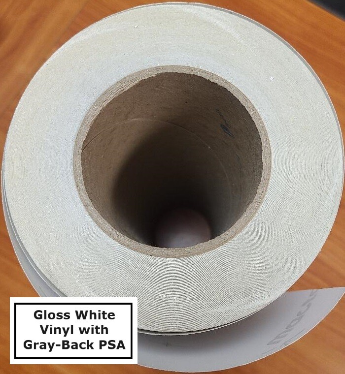 3.4mil Gloss & Matte White Vinyl Decal Sticker Gray-Back Permanent Adhesive