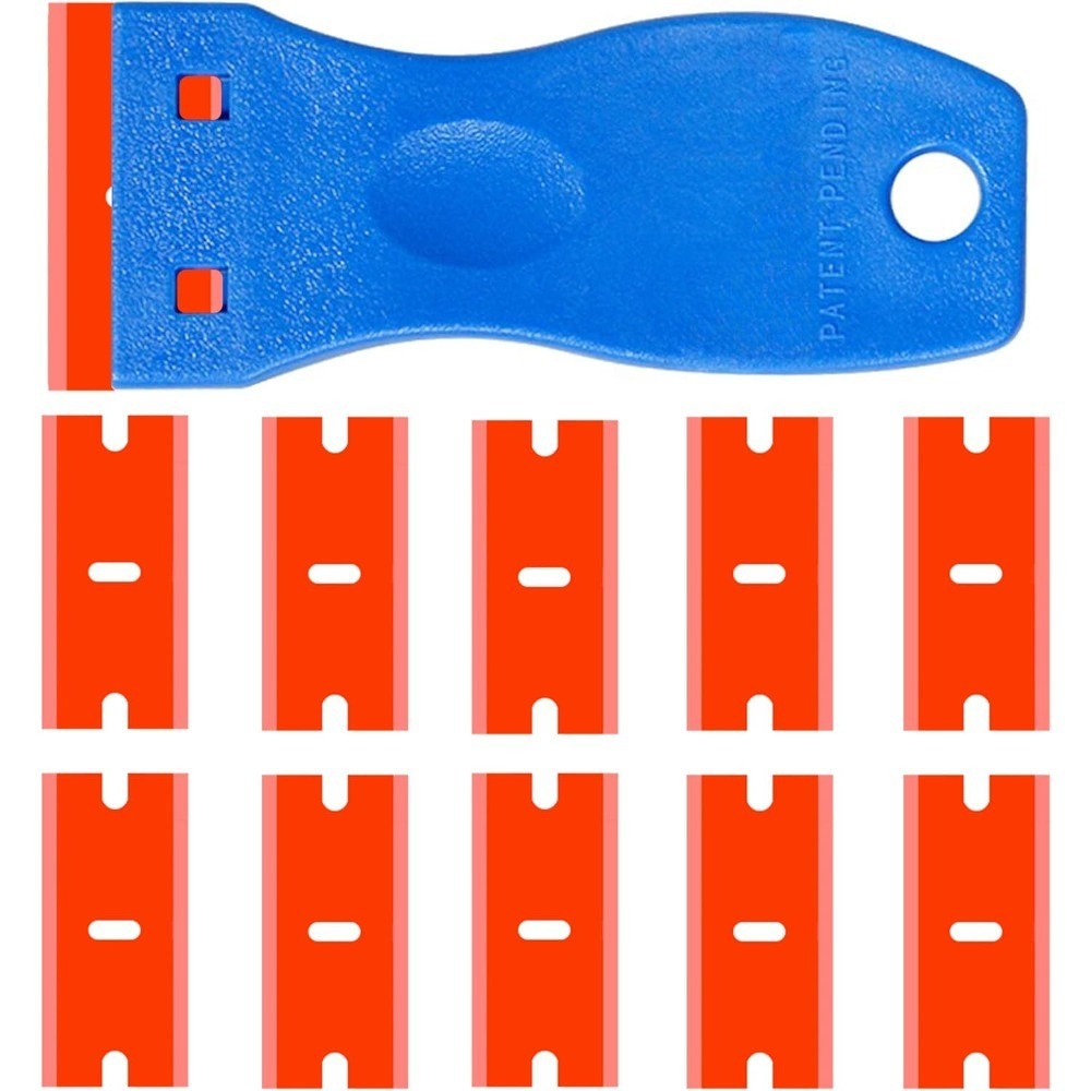 Double Edge Plastic Razor Blade Scraper Knife with Contoured Grip for Removing