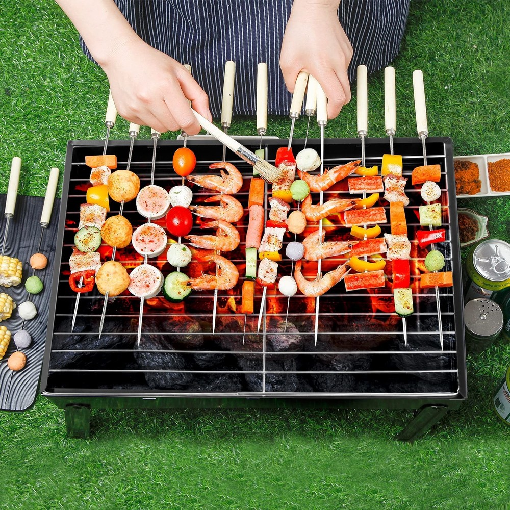 Barbecue Grill, Charcoal Grill Folding B-Black Medium, Medium