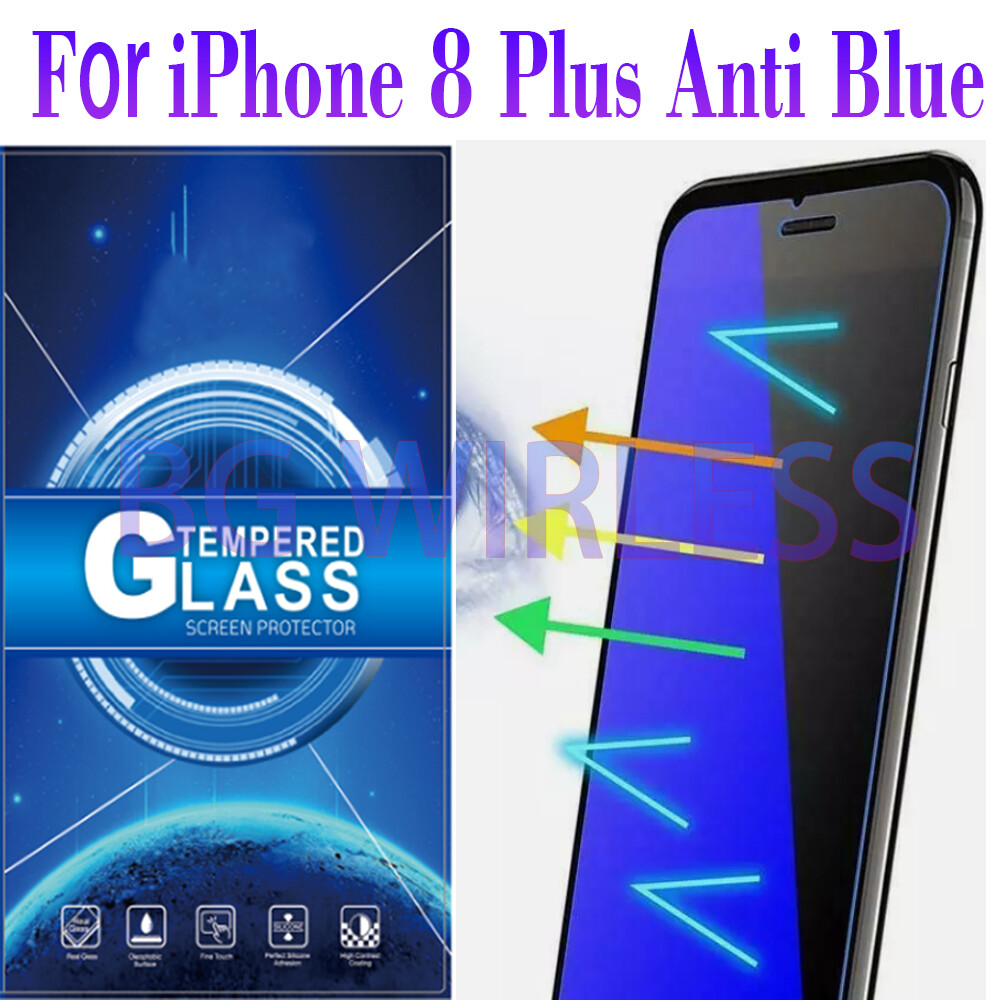 For iPhone 8 Plus Anti-Blue Light Tempered Glass Screen Protector Case Friendly