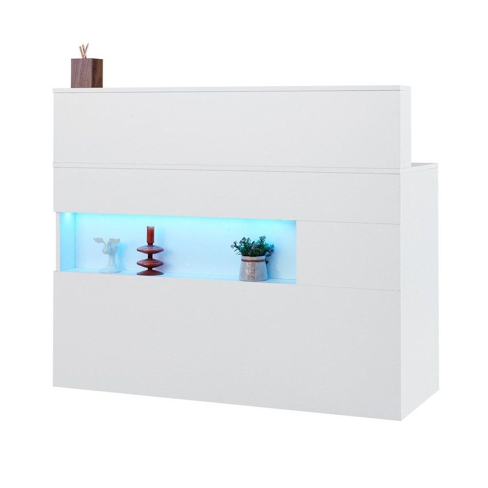 Uimoso Reception Desk Rectangular Front Counter Table 47.24in White Office Table