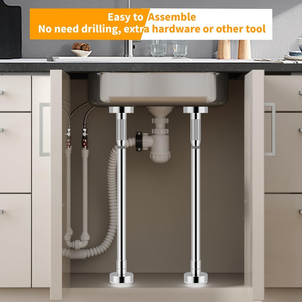 Two PCS Undermount Sink Brackets Adjustable Kitchen Support No Drill Mount