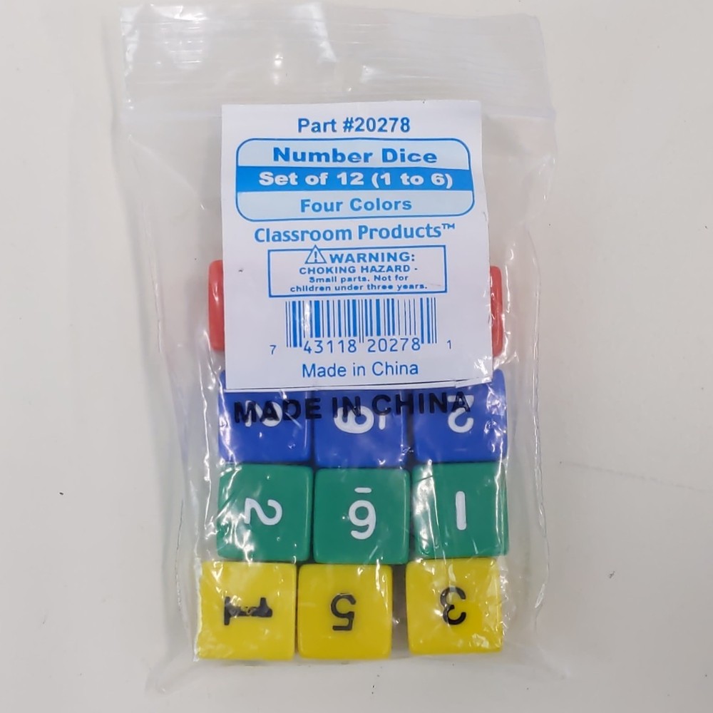 Classroom Products Number Dice Sets Counting Multicolor Educational Math