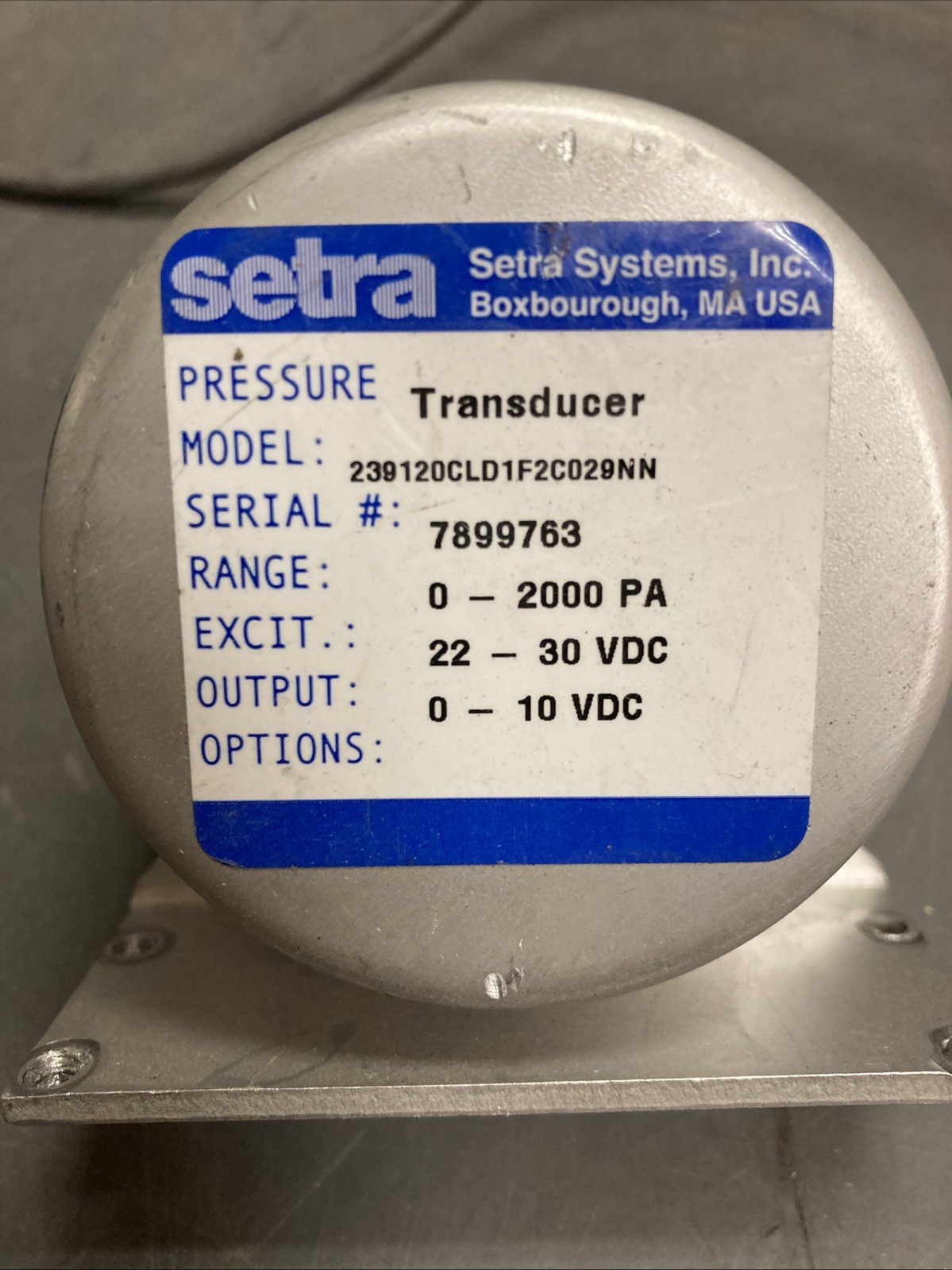 SETRA Systems Pressure Transducer 239120CLD1F2C029NN 0-2000PA | U.S.A. SELLER