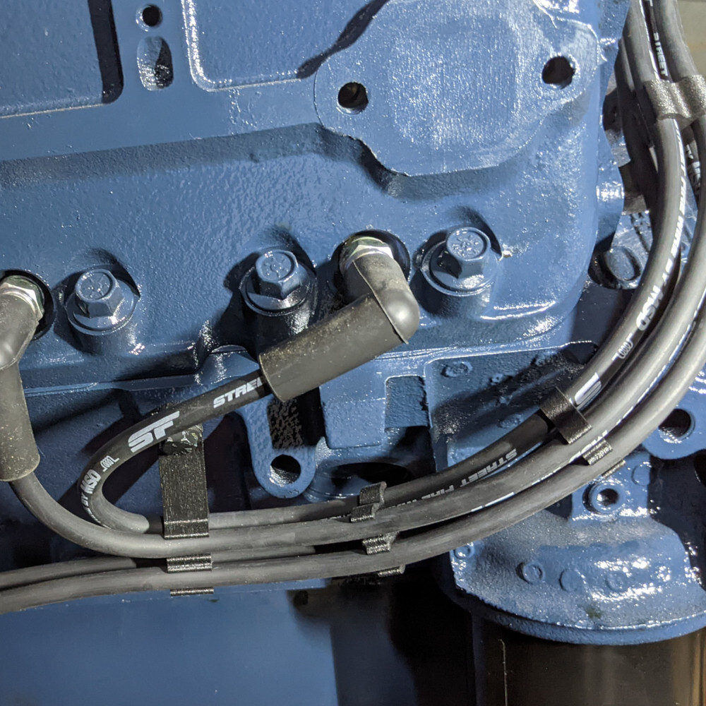 8mm Black Deluxe Small Block Chevy Under Exhaust Spark Plug Wire Loom Set