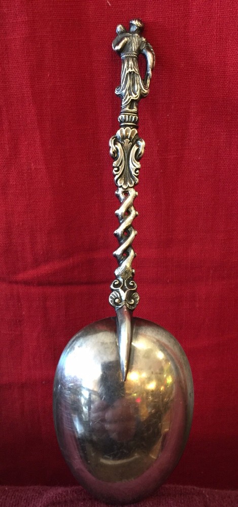 Large Antique Dutch Ornate Silver Spoon