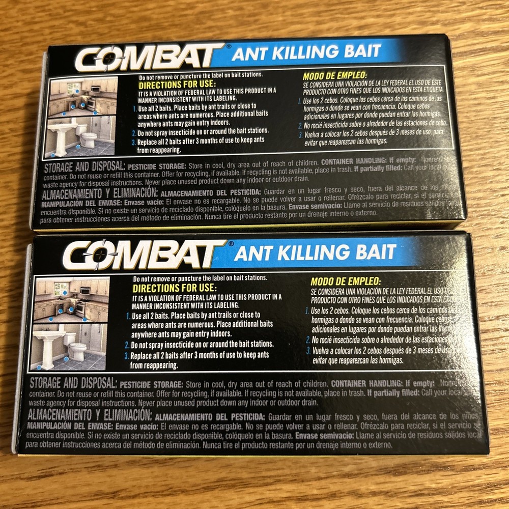 2 New Boxes-Combat Ant Killing Bait Stations/ 4 Stations