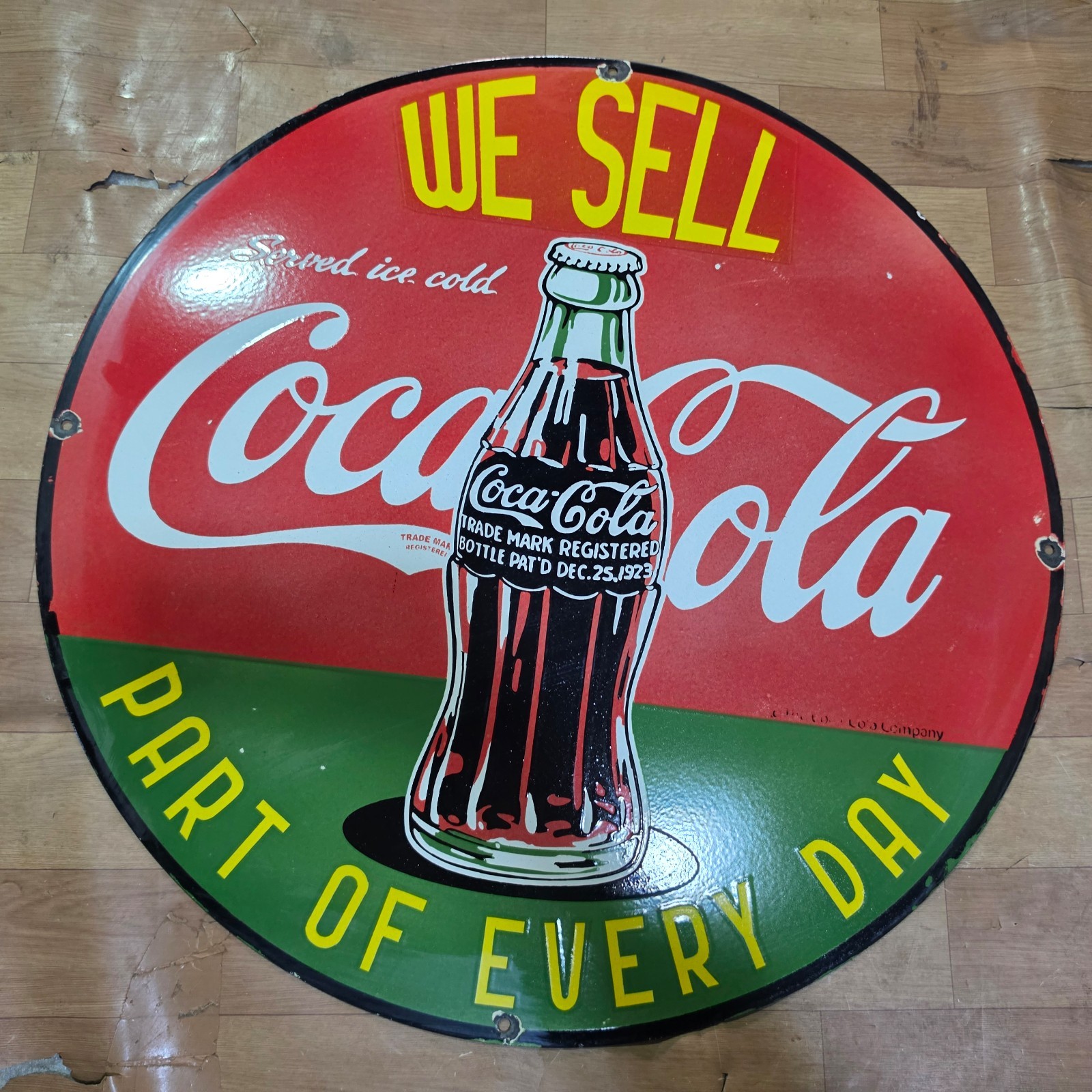 COCA-COLA PORCELAIN ENAMEL SIGN 29 X 29 INCHES