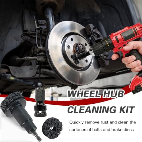 Wheel Hub Cleaning Kit, Fits Power Drill & 1/2" Impact Driven Wrenches, Rust