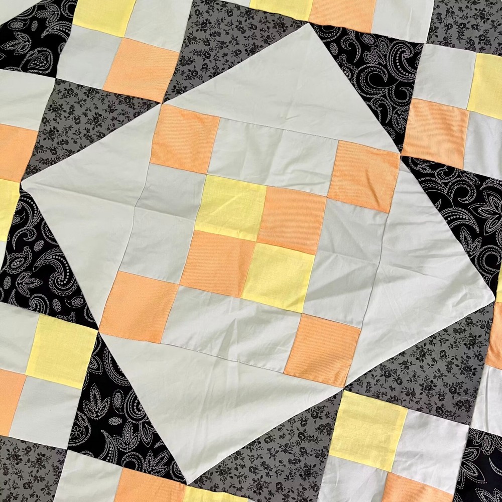 Jacob's Ladder Handmade Machine Pieced Cotton Queen Patchwork quilt top/topper