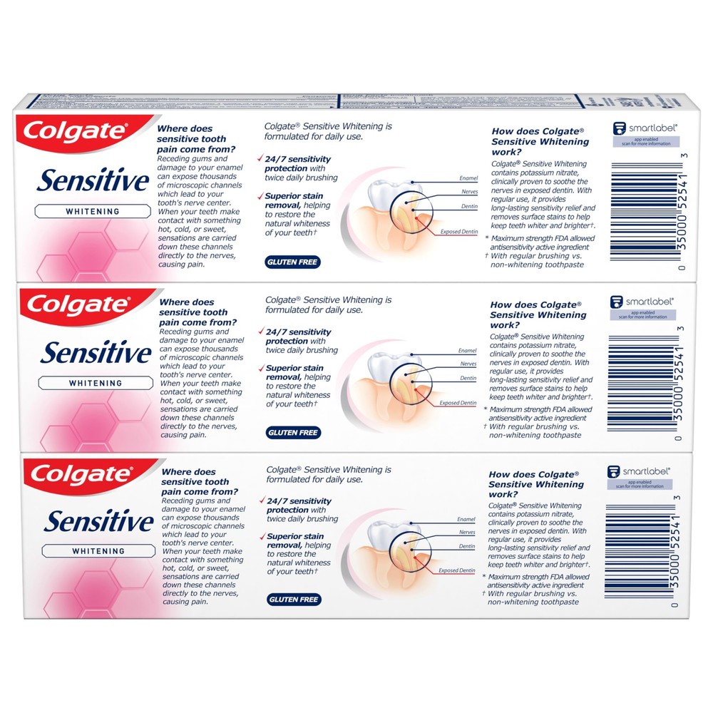 3-Pack Colgate Sensitive Whitening Toothpaste Enamel Repair & Cavity 6 Oz