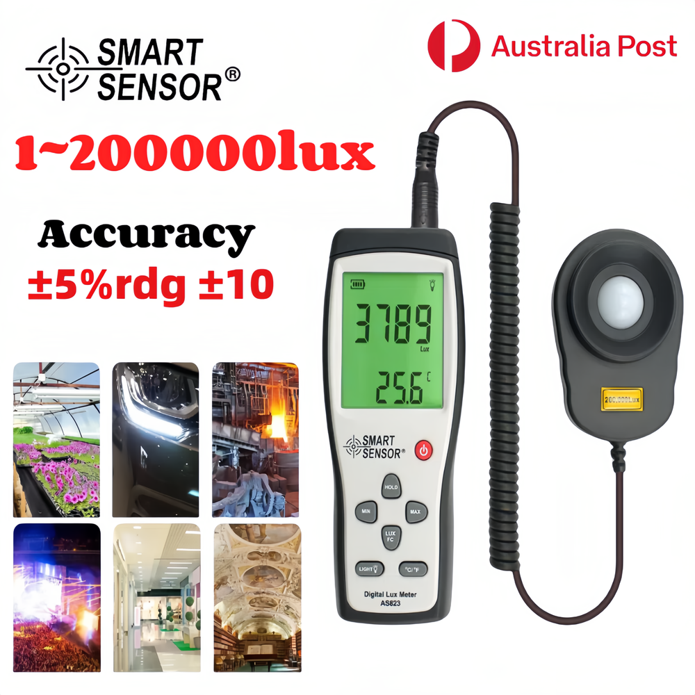 SMART SENSOR Digital Light Luxmeter Illuminance Handheld Photometer Detector AU