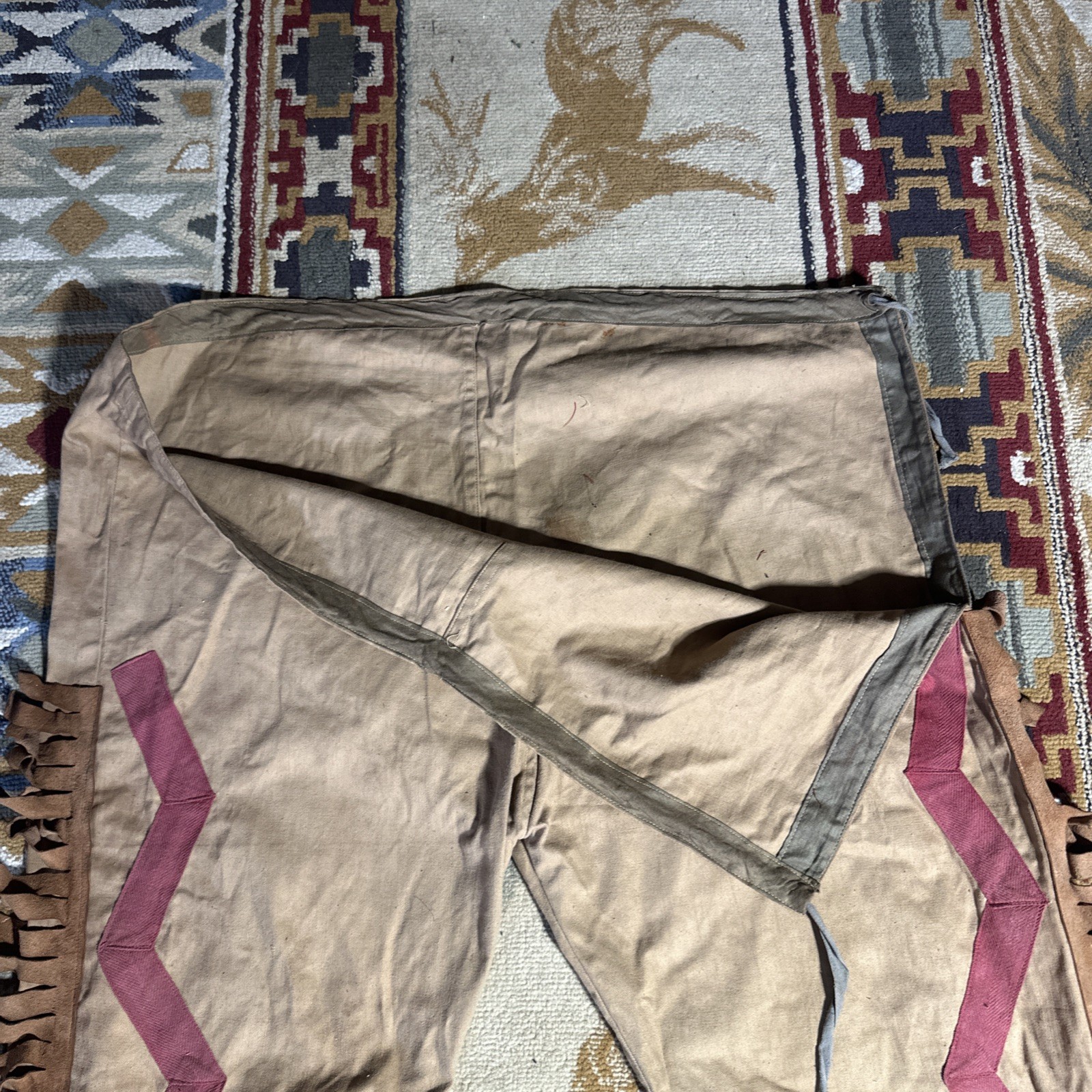 MLC Old Vintage Native American Indian Leggings Chaps With Hide Fringe