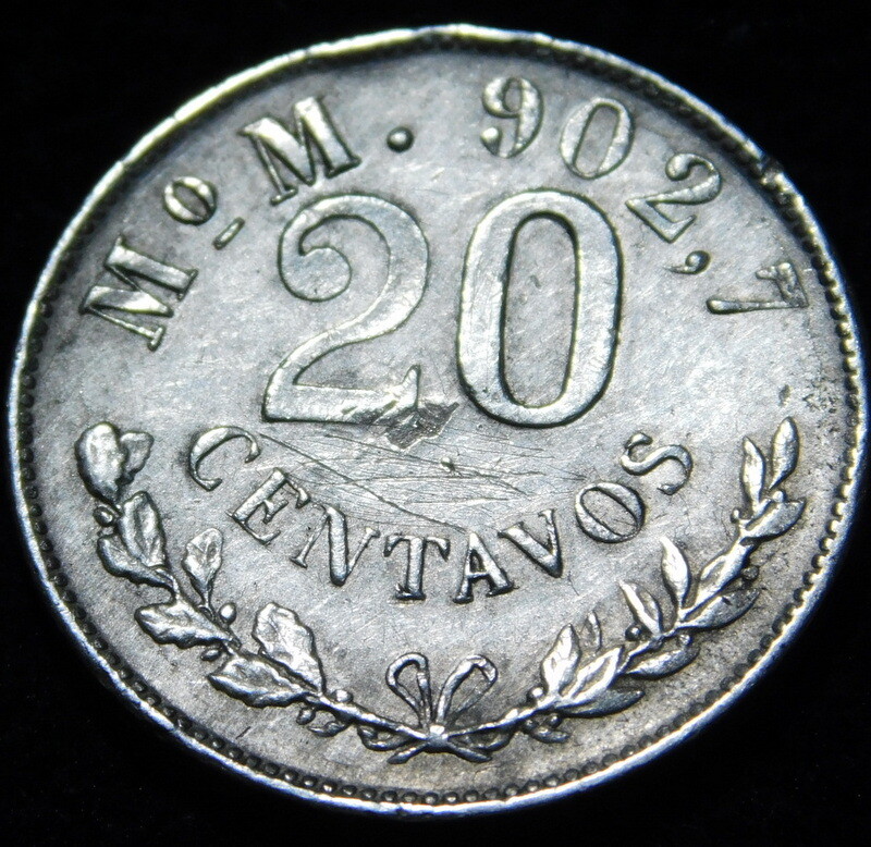 Mexico 1899 20 Centavos Silver ------ A22-2-429