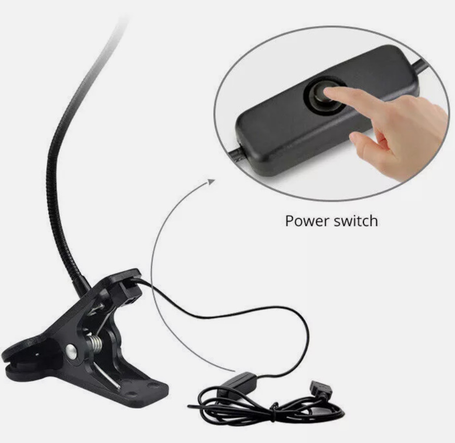 USB Reading Light Flexible LED Light Laptop Clip on Bed Desktop USA Black