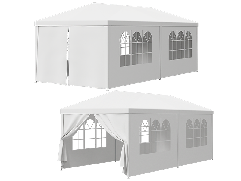 10'x10'/20'/30 Outdoor Gazebo Wedding Party Tent White Canopy With Sidewalls