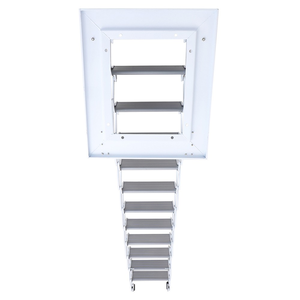 12 Step Wall Mounted Telescoping Loft Ladder Pull Down Folding Attic Stairs