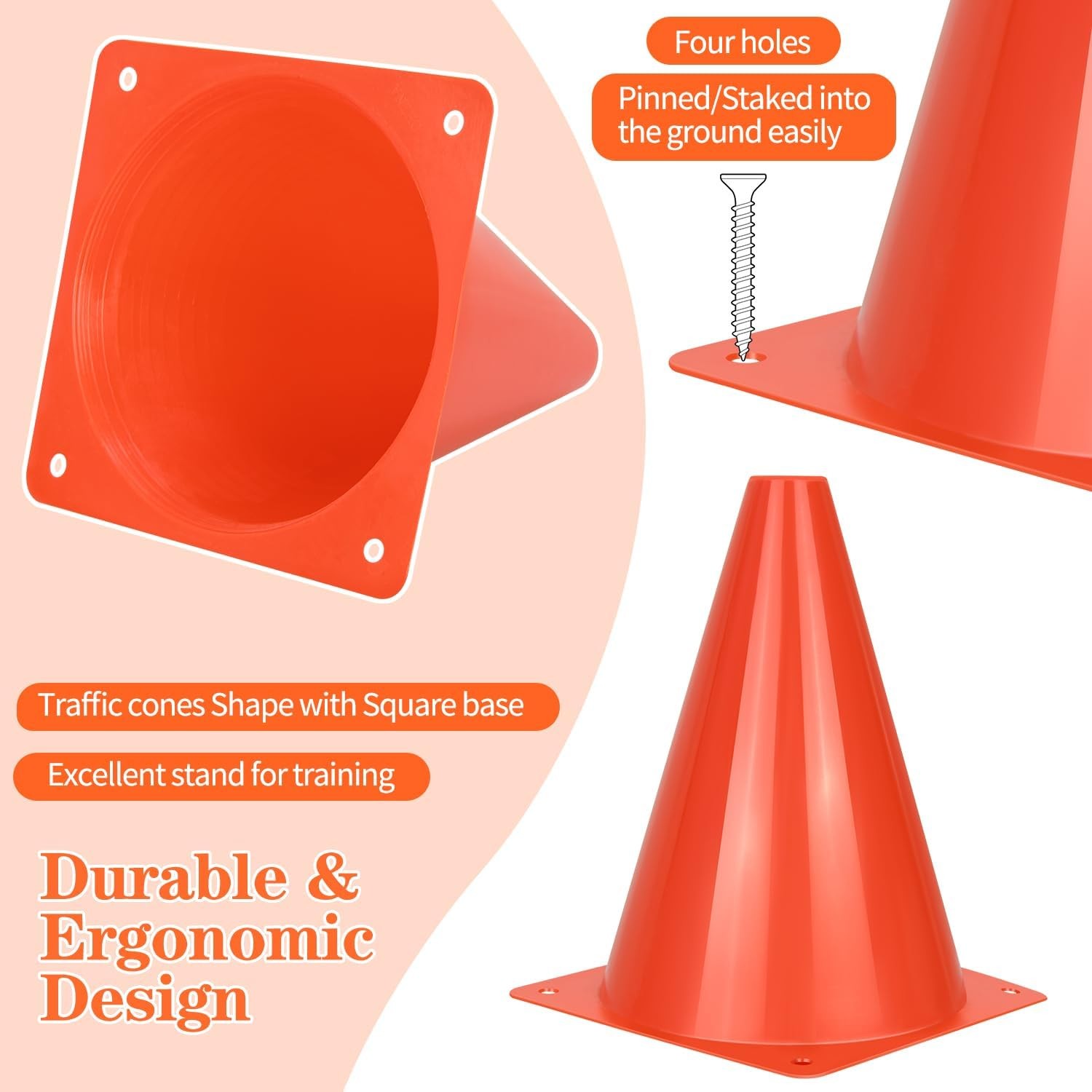 7 Orange Traffic Safety Cones Sign Soccer Football Training Cone Small 12 Pcs