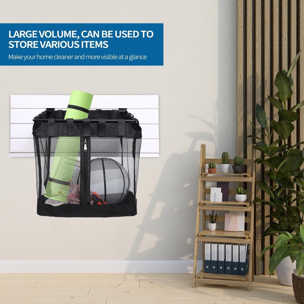 2Pcs Large Slatwall Baskets Mesh with Zipper Large, A