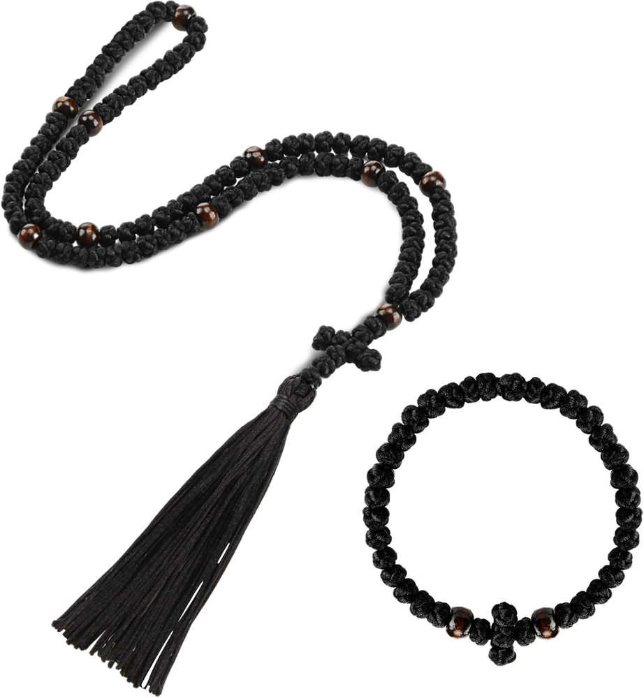 2 Pcs Chotki Orthodox Prayer Rope 100 Knots with Christian 33 Knots Handmade Bra