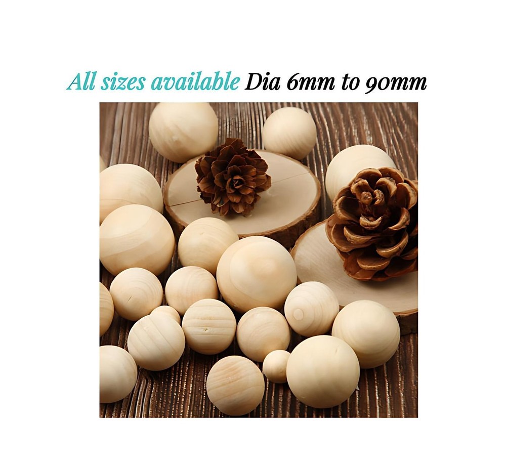 Natural Raw Unfinished Wood Beads, Hemispheres, Square Blocks - Assorted Sizes