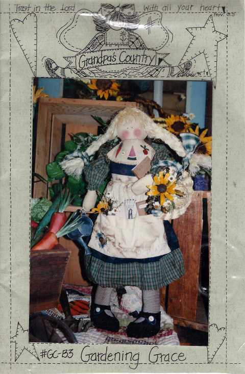 Gardening Grace Doll Pattern 21 "  PRIMITIVE RAG DOLL