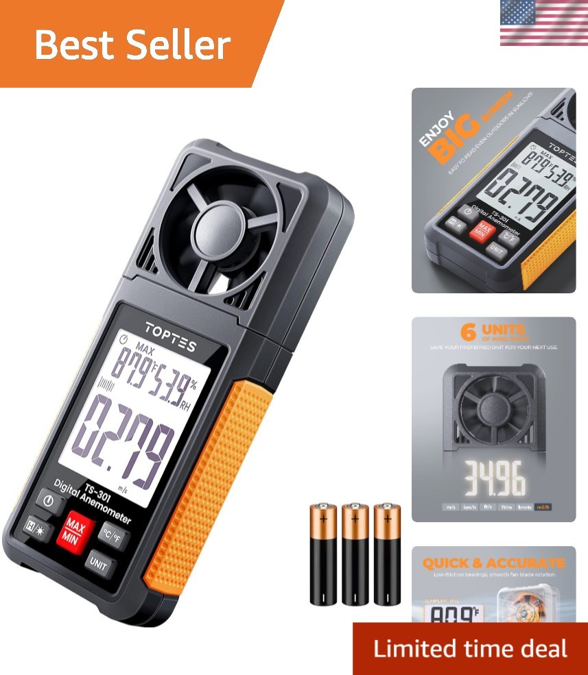 Digital Anemometer, Wind Speed Meter with 2.26-inch Big Backlight LCD Screen,...