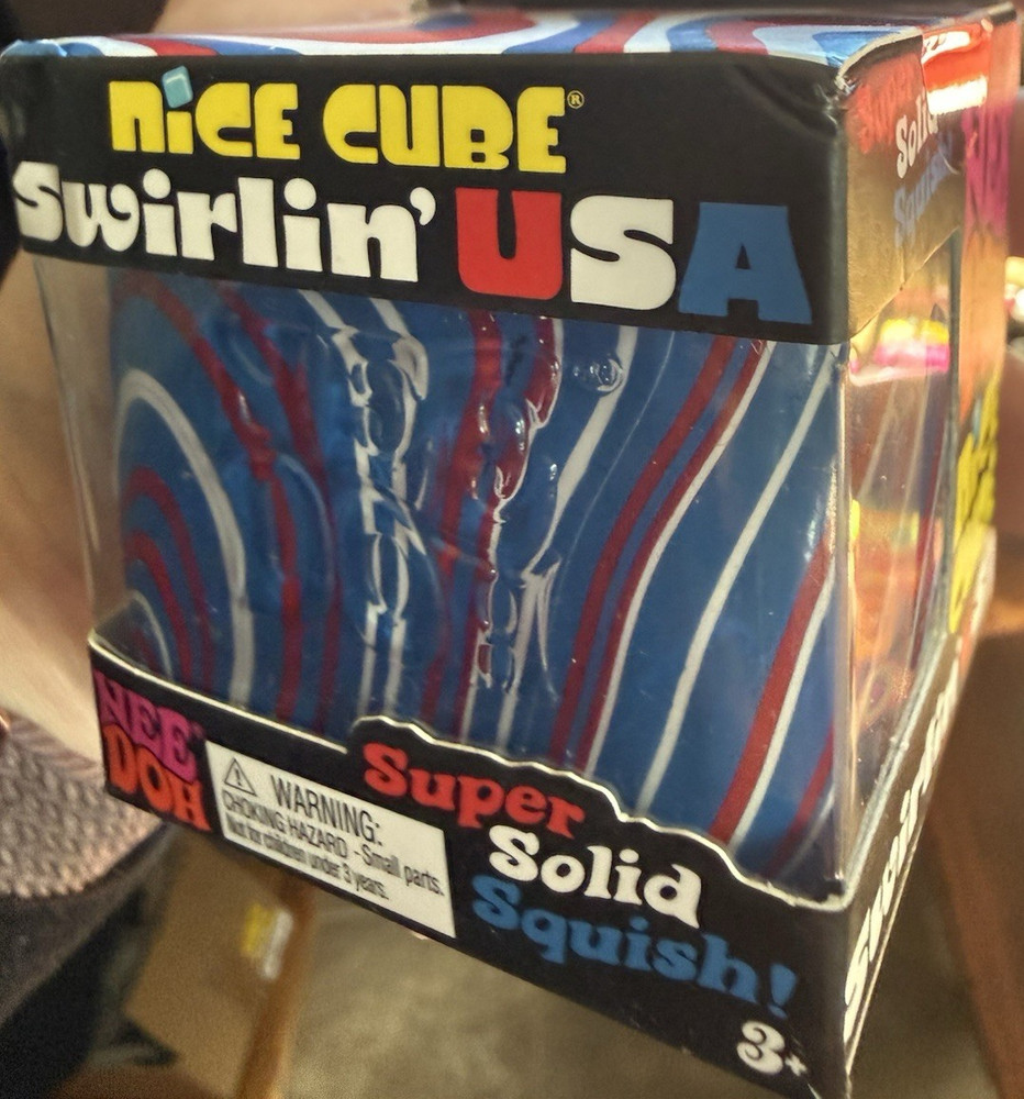 Nee Doh Nice Cube Swirlin' USA Super Solid Squishy Sensory Toy