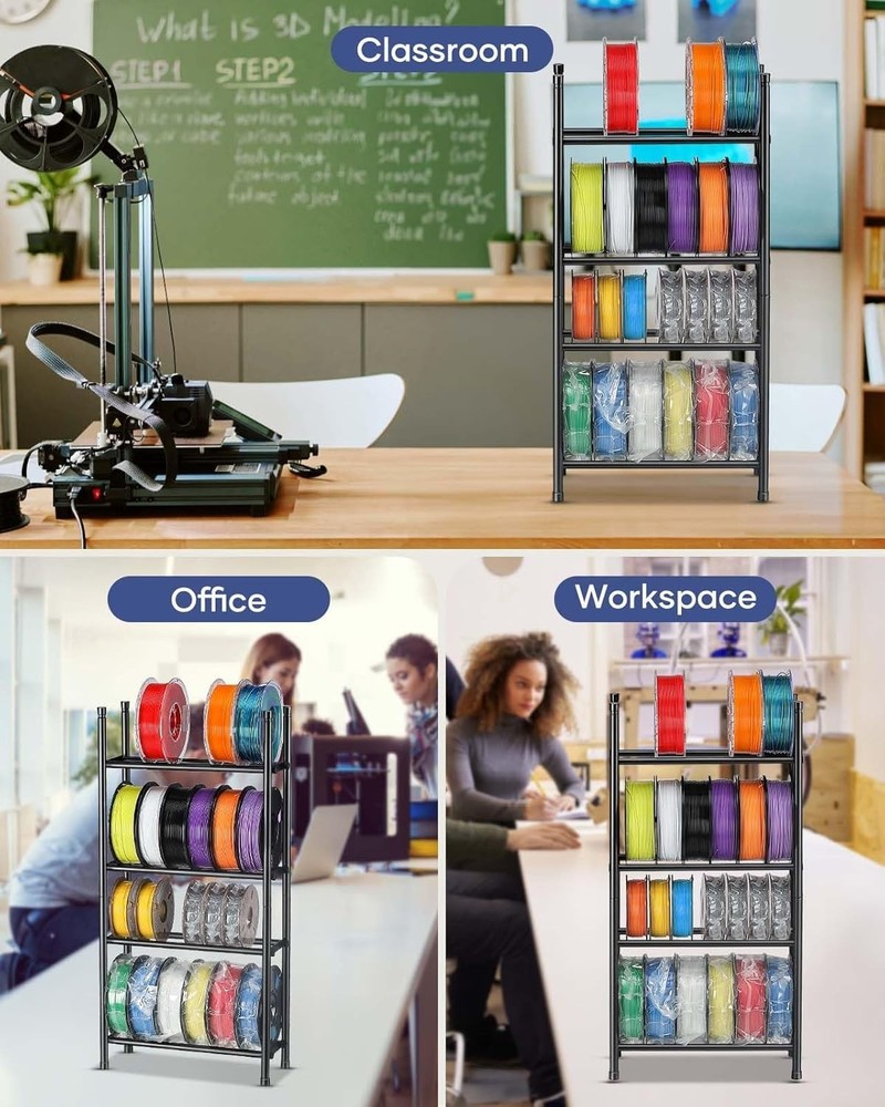 Desktop 3D Printer Filament Storage Rack - Tabletop 2-Tier Stackable Organize...