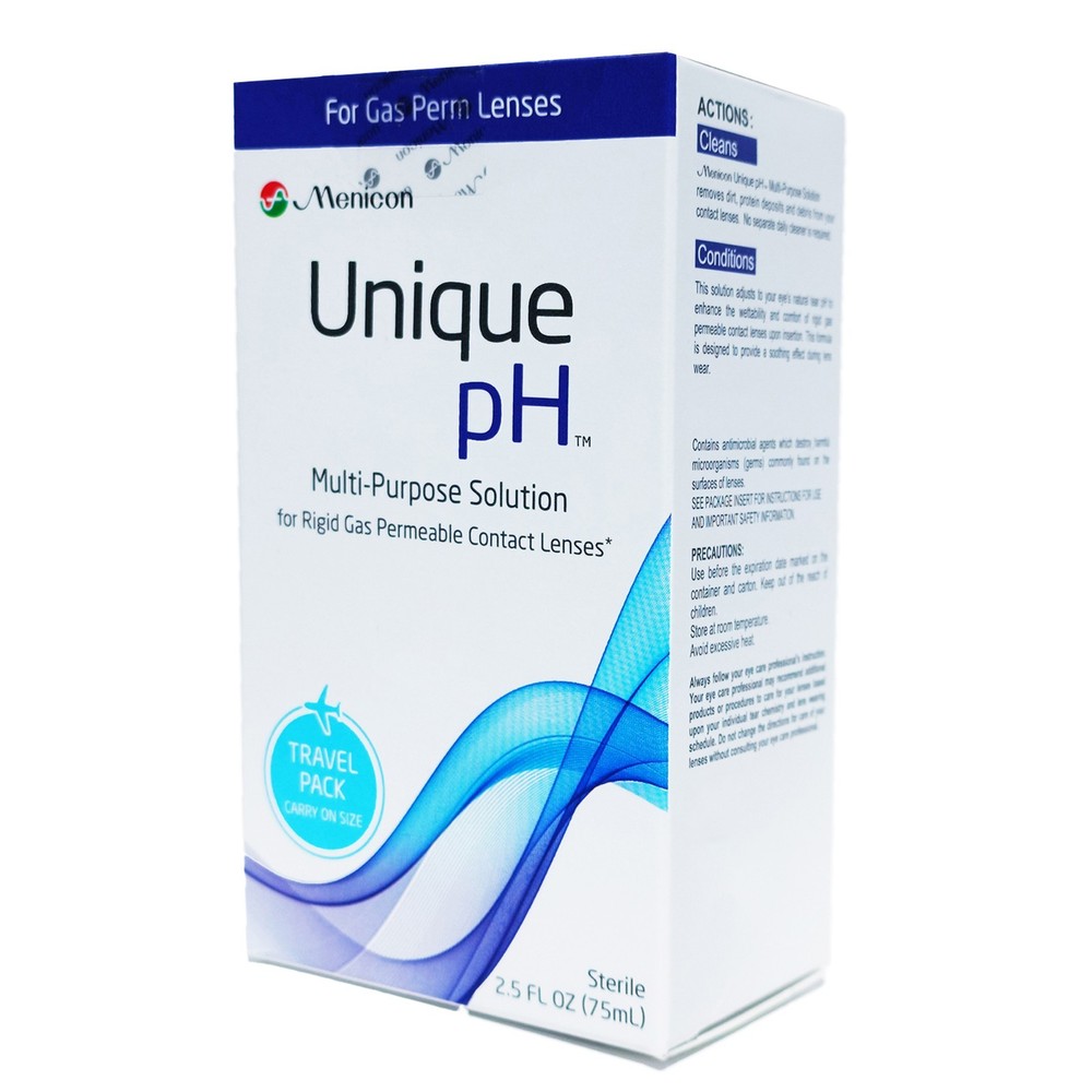 Menicon Unique pH Multi-Purpose Solution + RGP Lens Case 2.5 fl oz Damaged Box